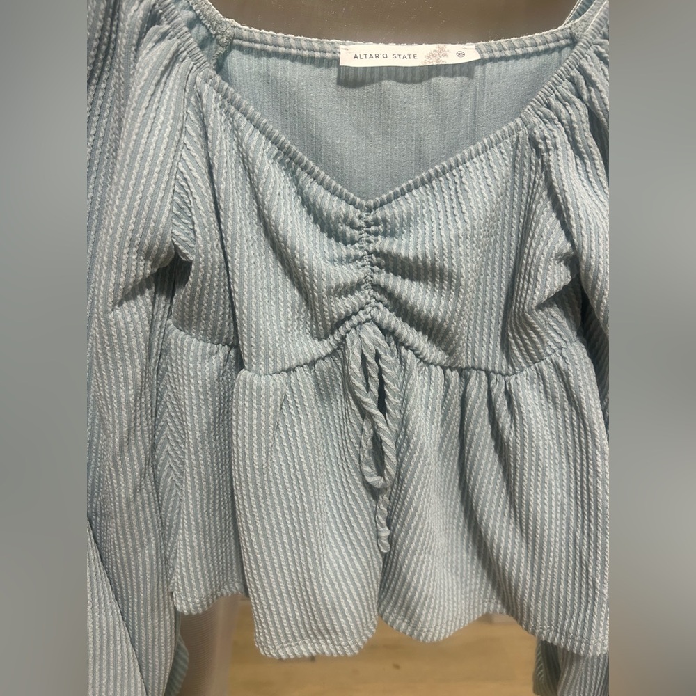 Altar'd State Light Blue Ribbed TOP - Picture 4 of 4